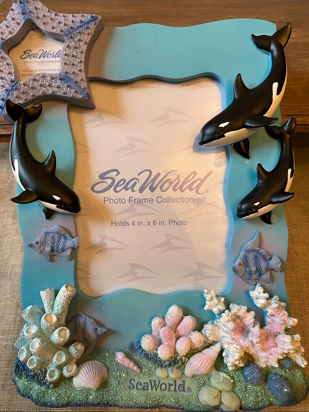 Sea World Park 3D picture frame Orca whales and coral reef